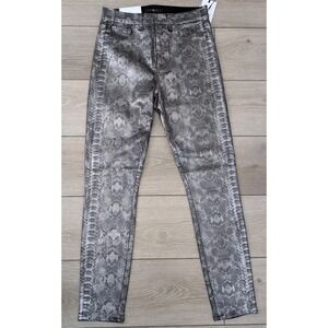 7 For All Mankind Womens Silver High Waist Ankle‎ Skinny Jeans Snake Size 27 NWT